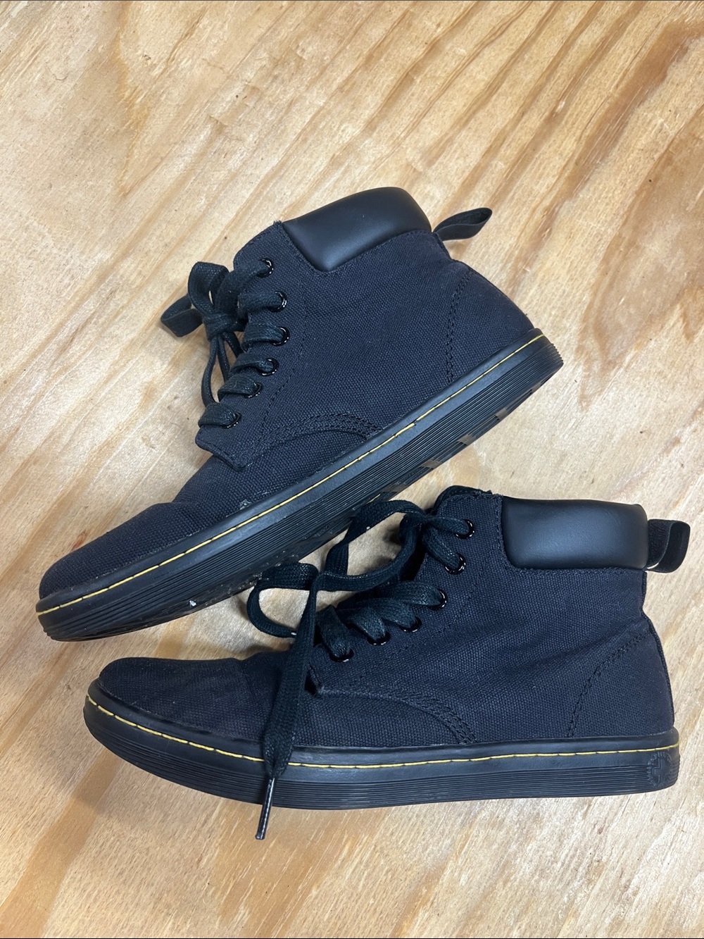 Dr. Martens Black High-Top Sneakers with Yellow Stitching